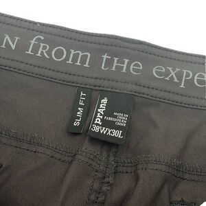 Prana Brion II Slim Hiking Pants Stretch 38x30 Mens‎ Grey Trail Outdoors Roll Up